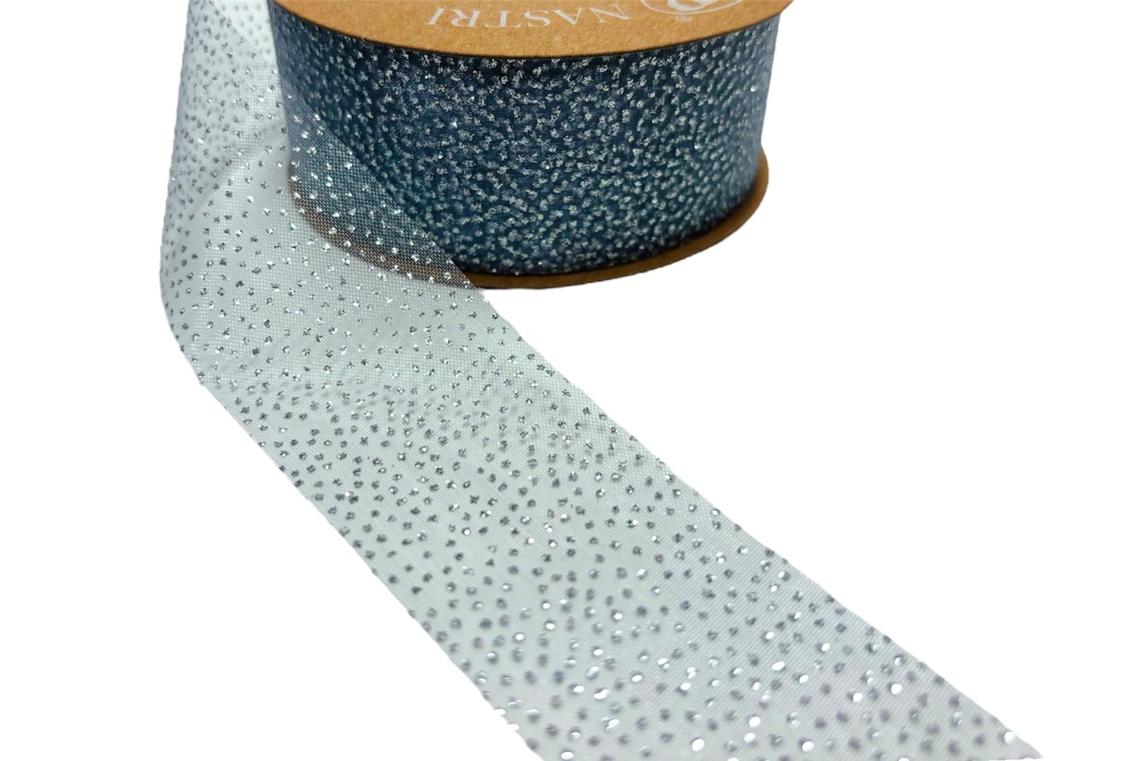 craft - 20mt organza pois glitter - argento - labottegadelleideelecco.it