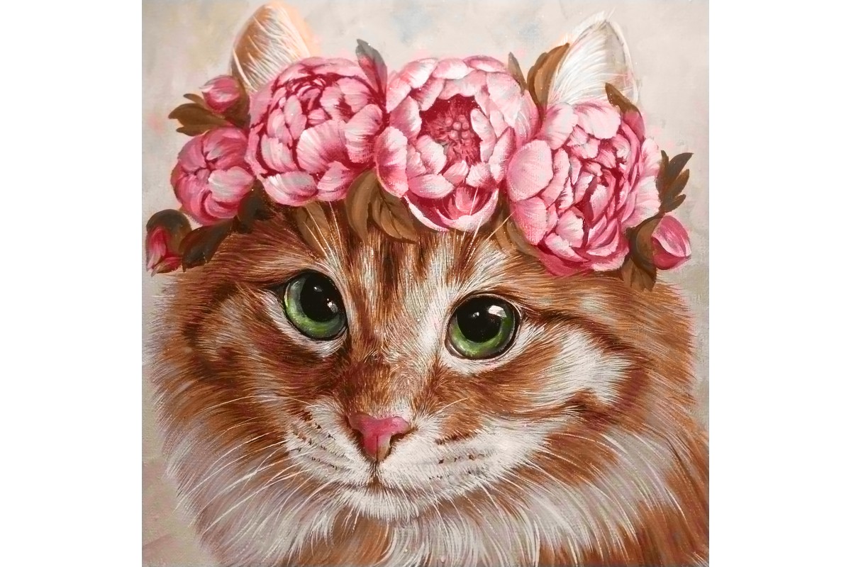 diamond painting - GATTO PEONIA - labottegadelleideelecco.it